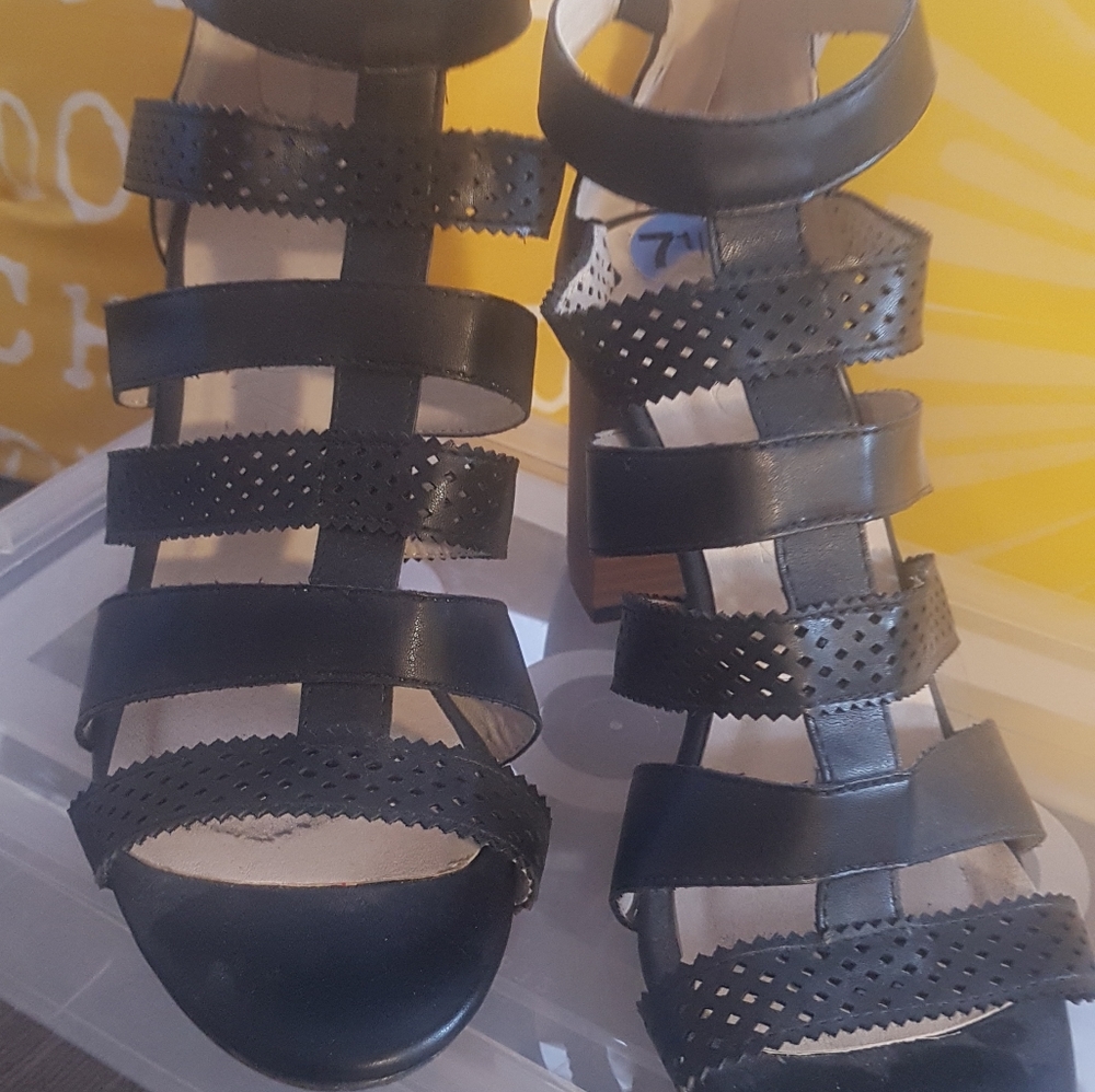 Funky semi-  gladiator black shoes.